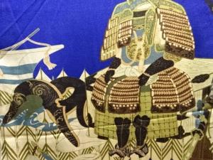 アンティーク　錦紗武具模様男物長襦袢